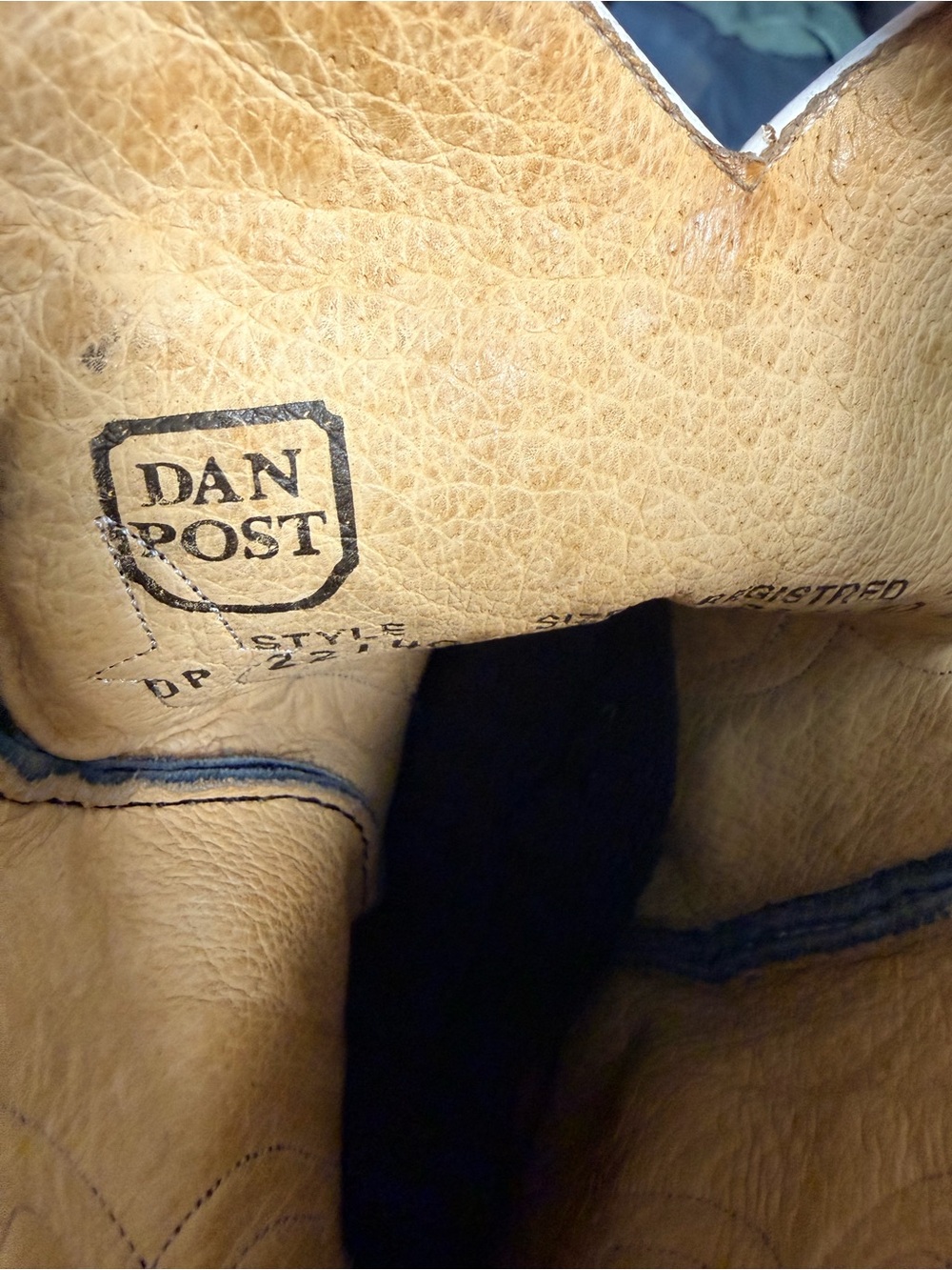 Dan Post Black Leather Western Boots with White Stitching - Picture 8 of 11